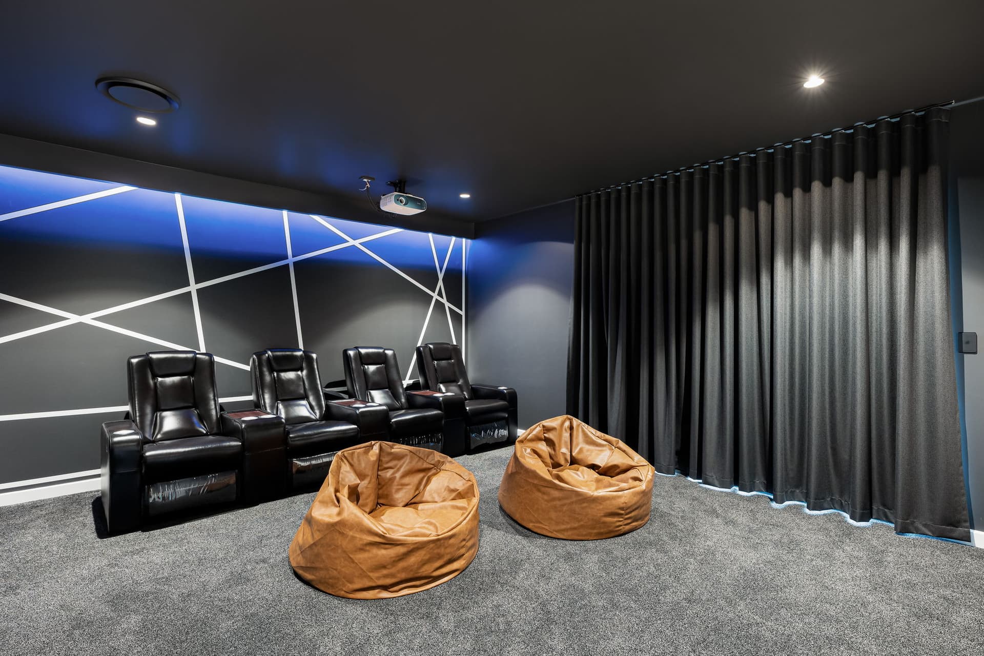 Home cinema with tiered seating