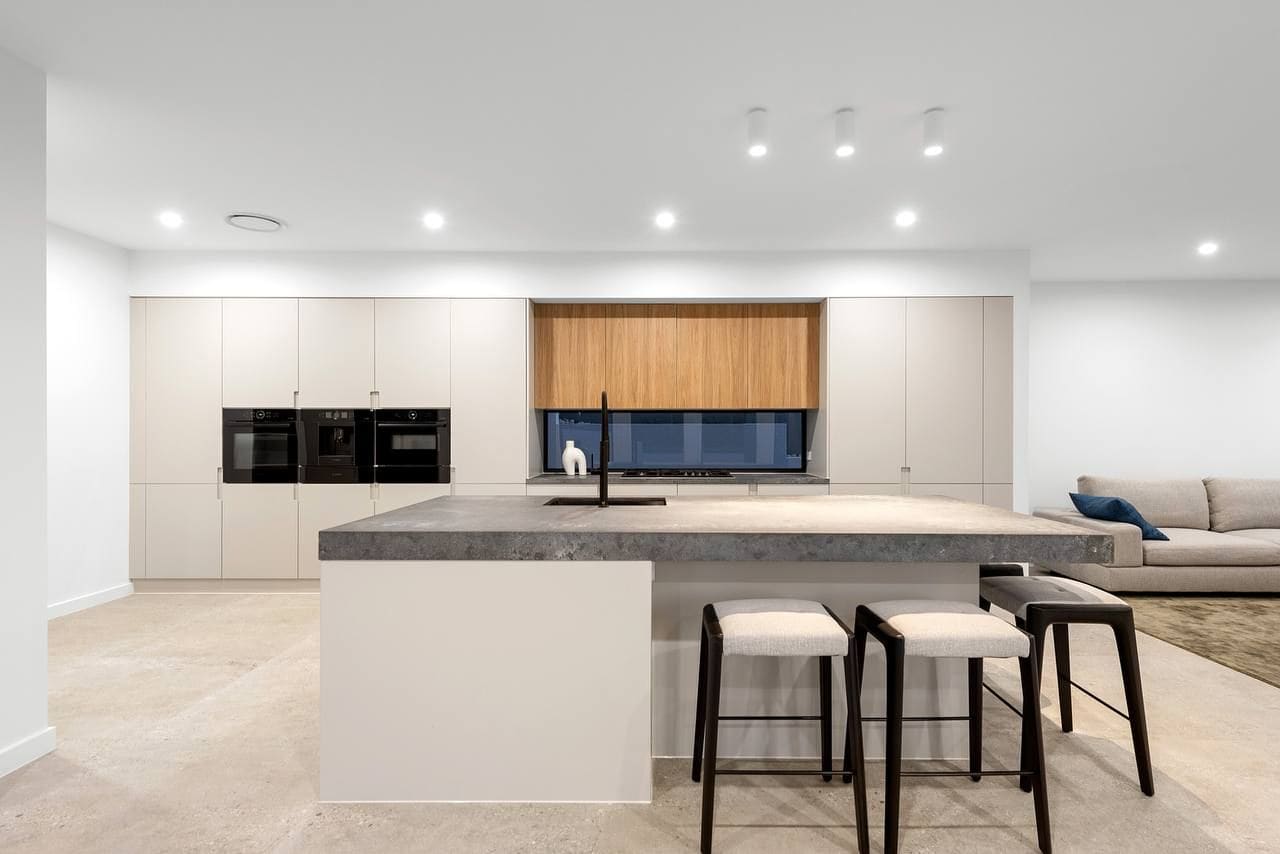 Kitchen with a stone island