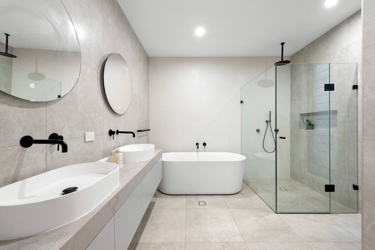 Ensuite with a freestanding bath