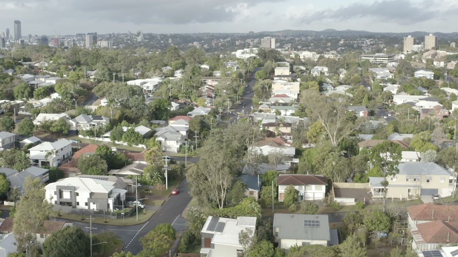 Aerial view toward the city