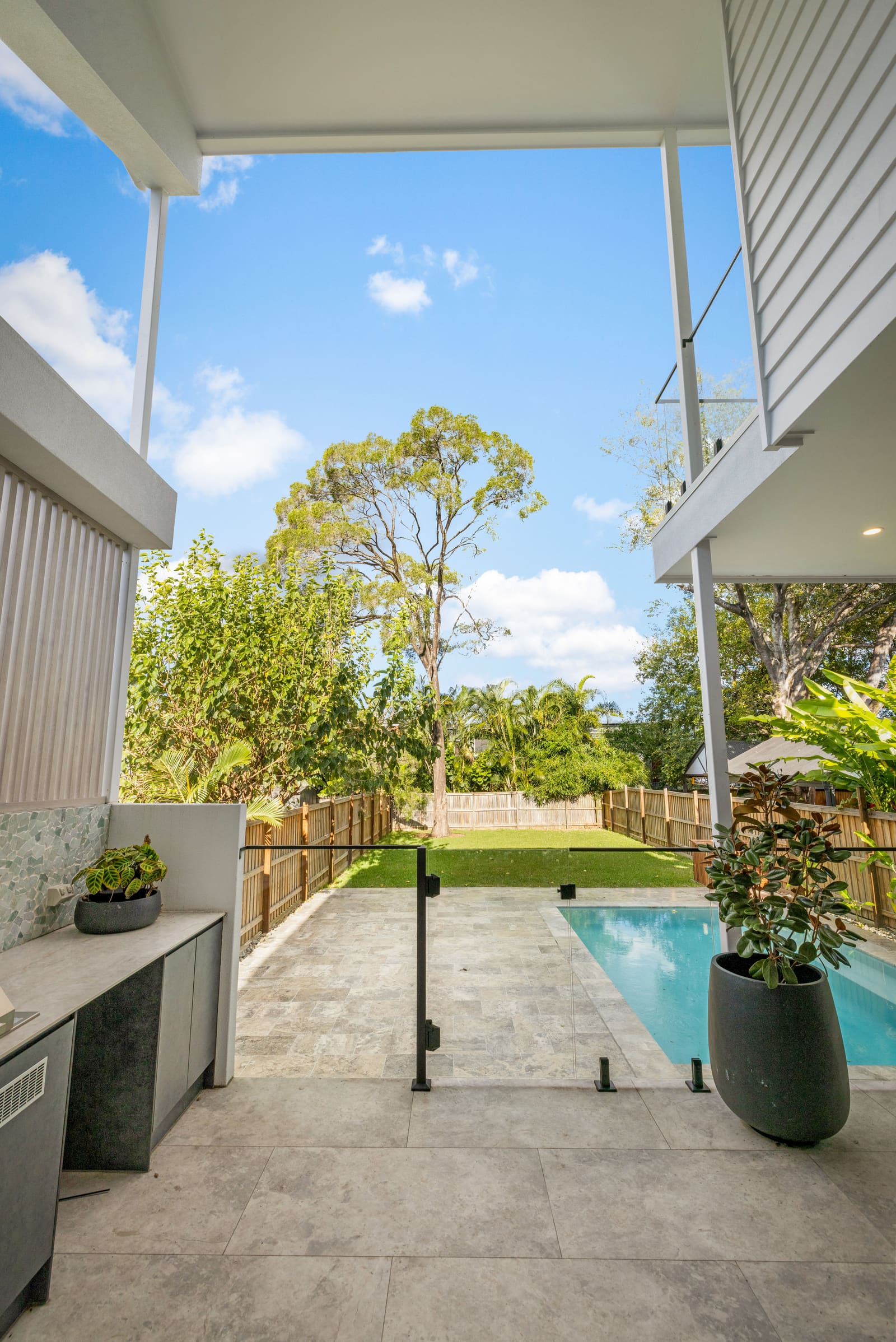 Side garden and lap pool