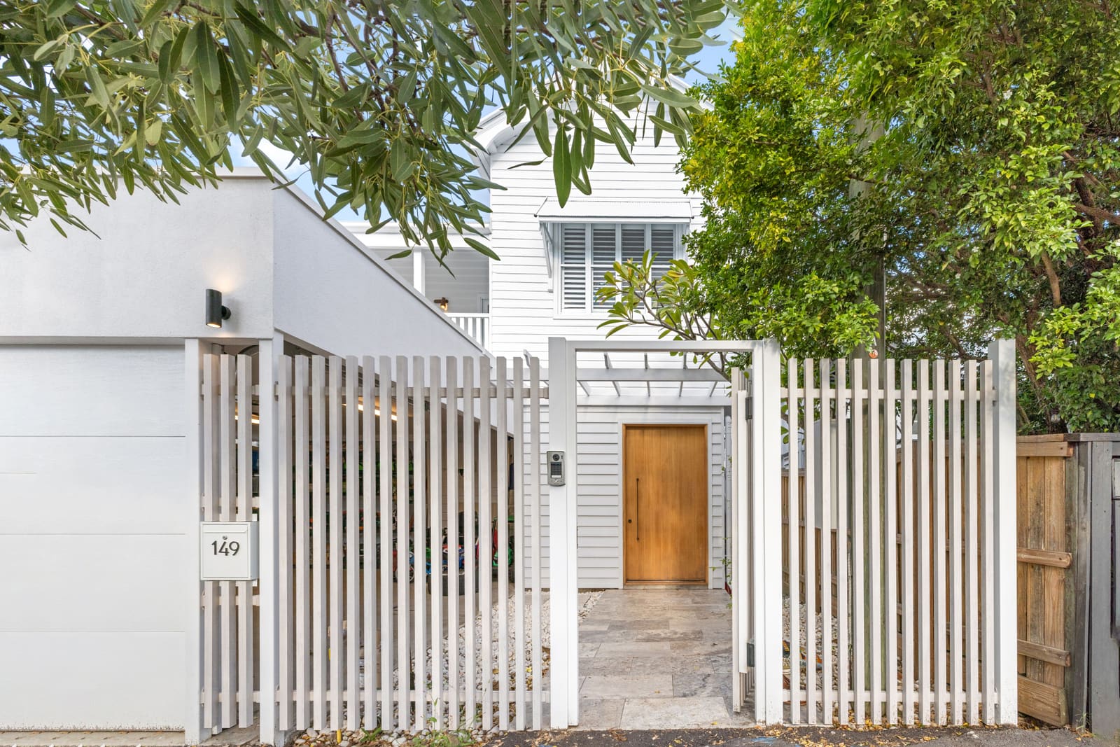 Front gate and timber entry door